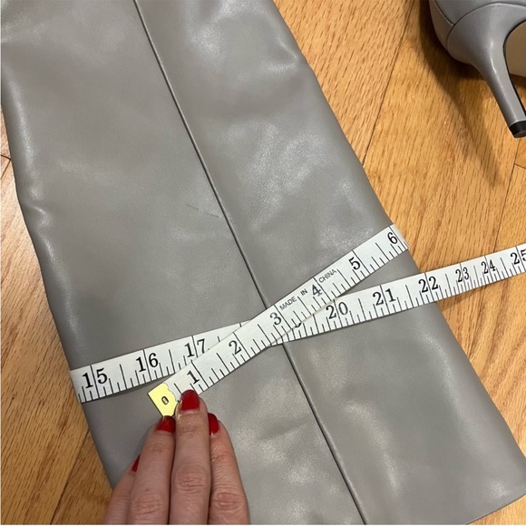 Dove Grey Vegan Leather Knee High Boots - Picture 4 of 8